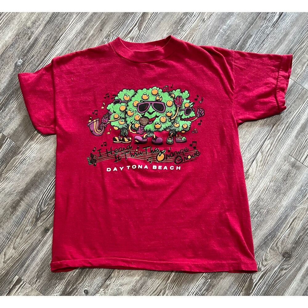 Vintage Daytona Beach I Heard it Through the Orange Grove Short Sleeve Red Tee
